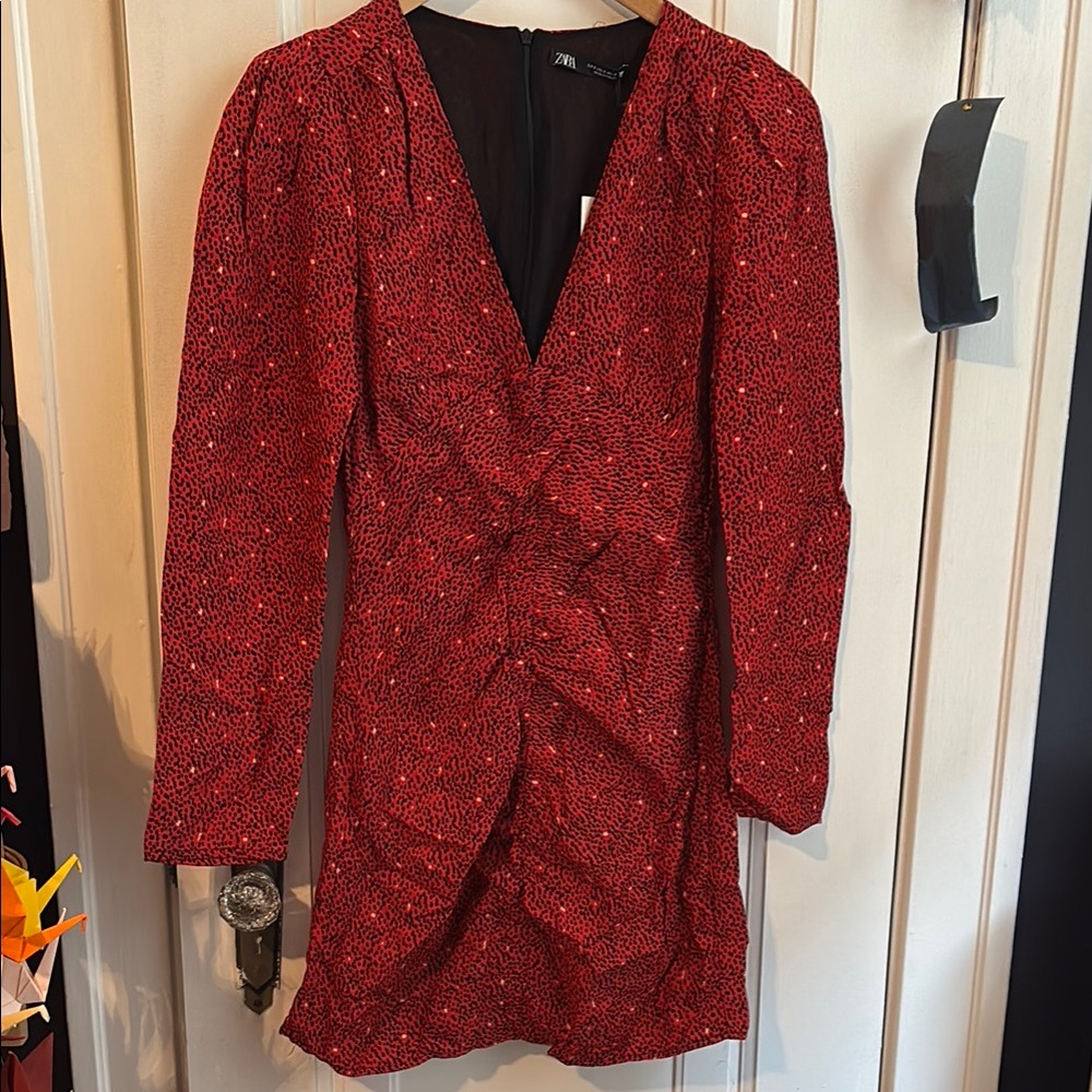 Zara Red Long Sleeve Dress